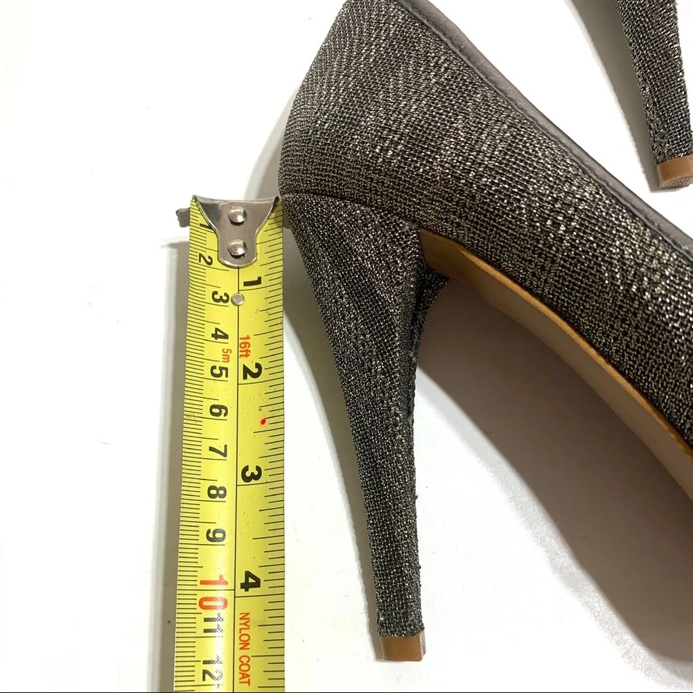 EUC Zara Charcoal Gray Metallic Textured Evening Heels Sz EUR 37 - Picture 11 of 12